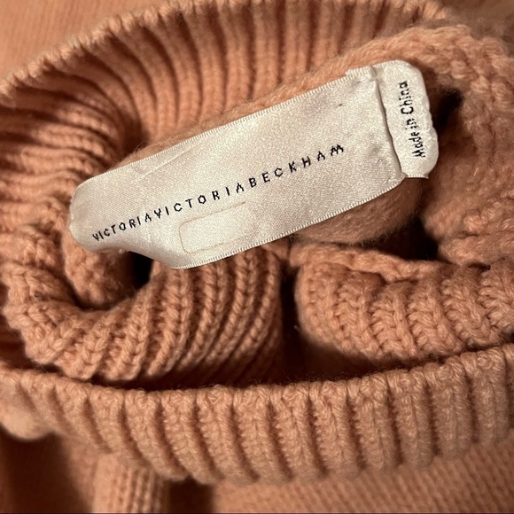 VICTORIA BECKHAM Pale Pink Oversized‎ Wool Funnel Neck Chunky Sweater Size M - Picture 9 of 12